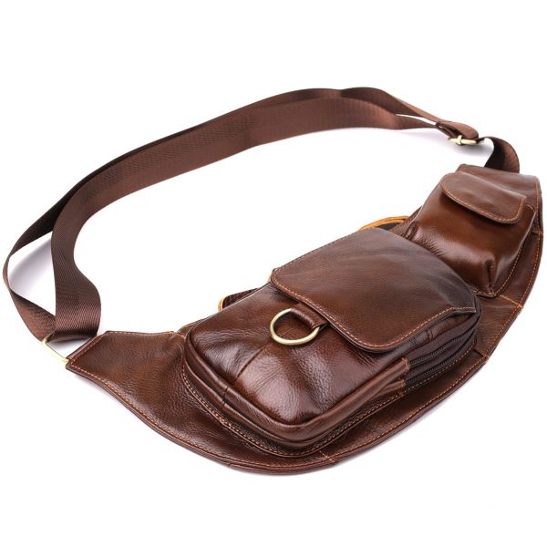 Мужская сумка через плечо из натуральной кожи Vintage 22959 Коричневый