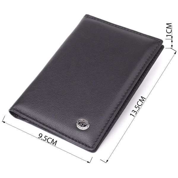 Стильная обложка на паспорт универсального формата из натуральной кожи ST Leather 23078 Черный