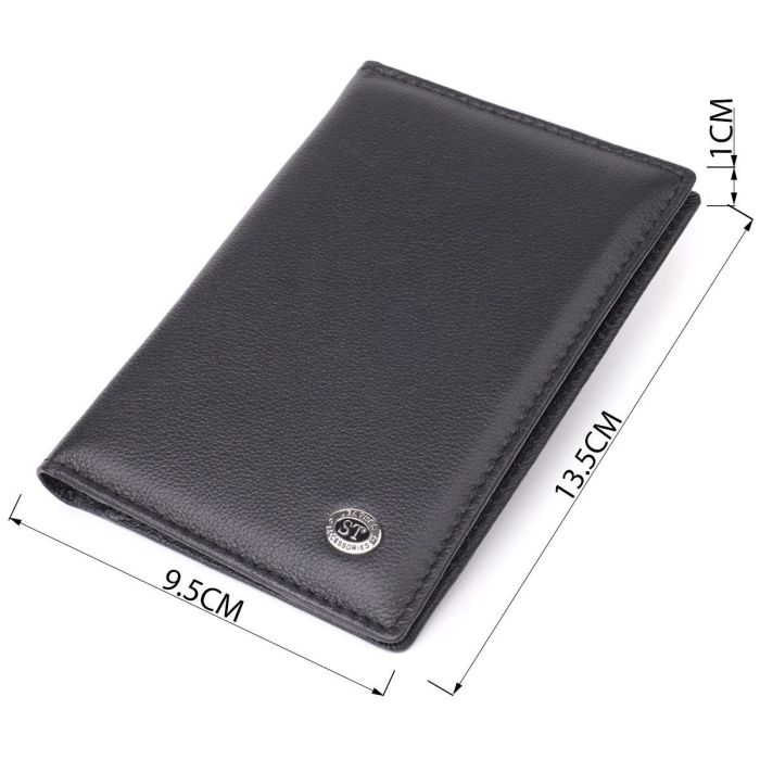 Стильная обложка на паспорт универсального формата из натуральной кожи ST Leather 23078 Черный