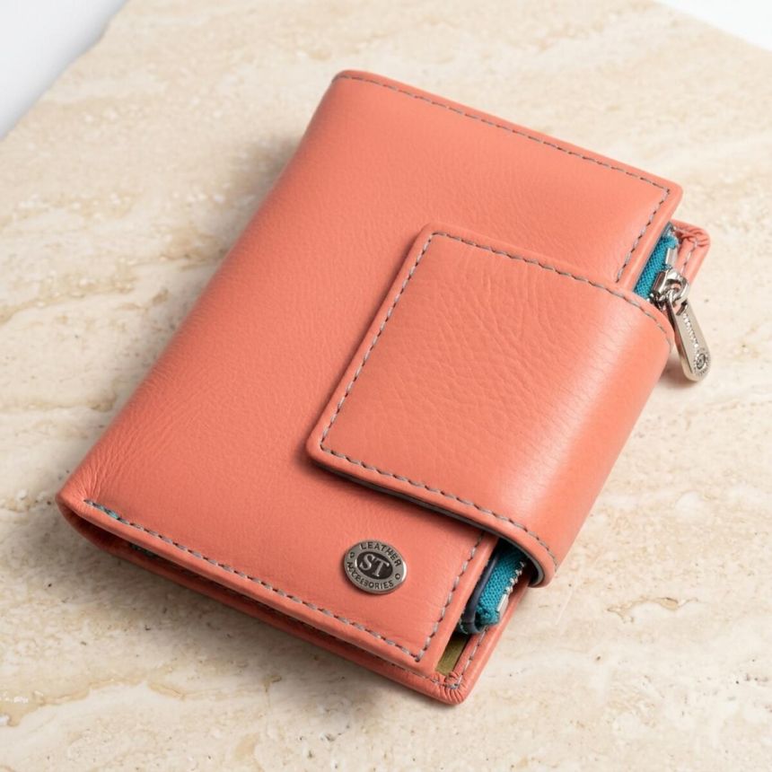 Кошелек из натуральной кожи для женщин с интересной монетницей ST Leather 19447 Оранжевый