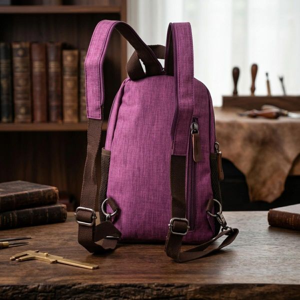 Модный рюкзак из полиэстера с большим количеством карманов Vintage 22147 Фиолетовый