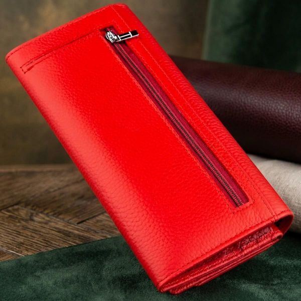 Яскравий жіночий гаманець на кнопці ST Leather 18954 Червоний
