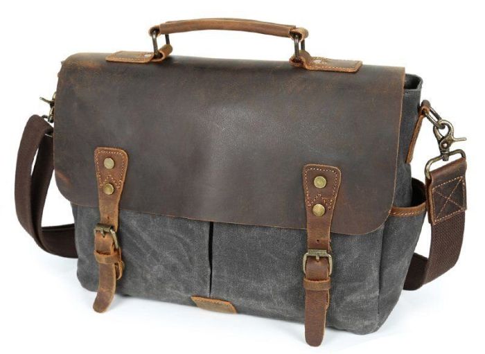Портфель текстильный Vintage 20063 Cерый