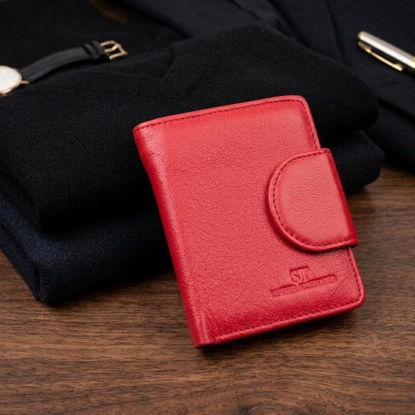 Женский яркий кошелек вертикального типа из натуральной кожи ST Leather 22453 Красный