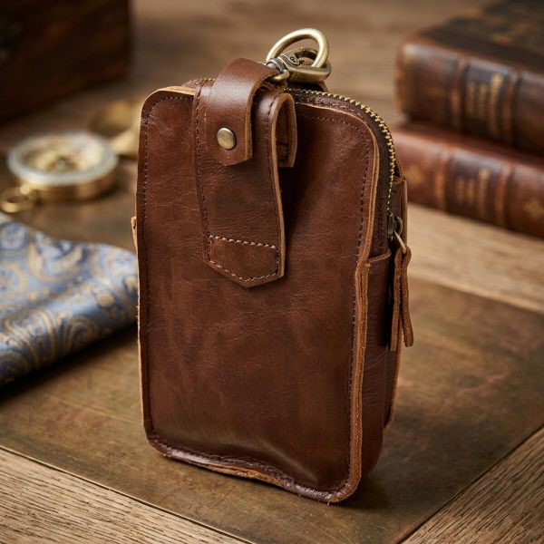 Барсетка поясная мужская Vintage 20417 Коричневая