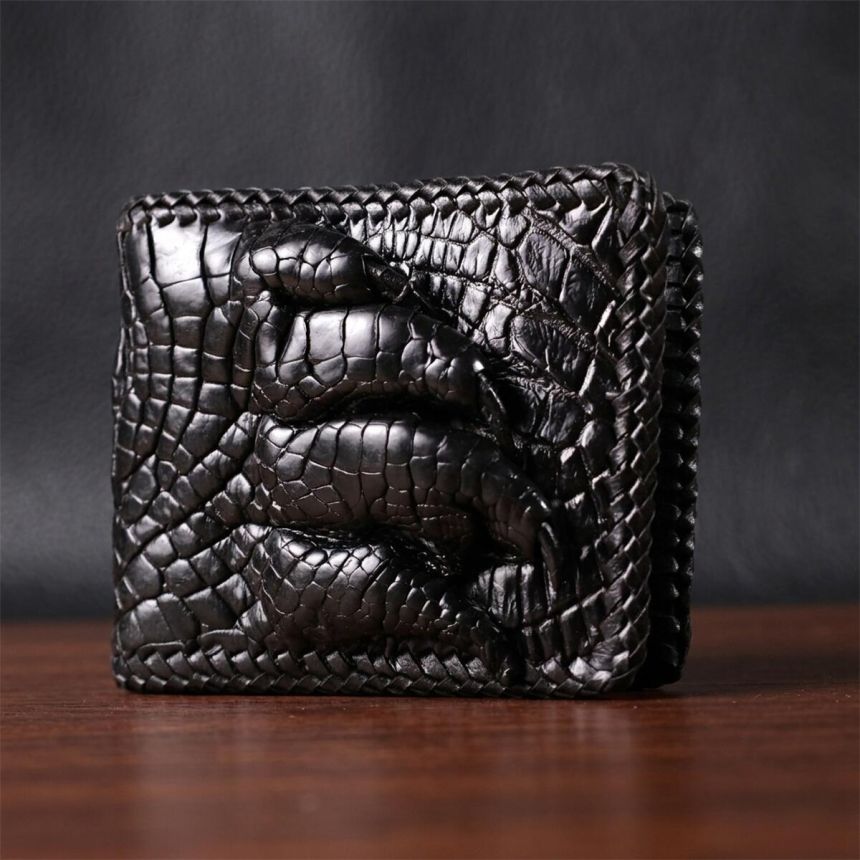 Портмоне CROCODILE LEATHER 18004 из натуральной кожи крокодила Черное