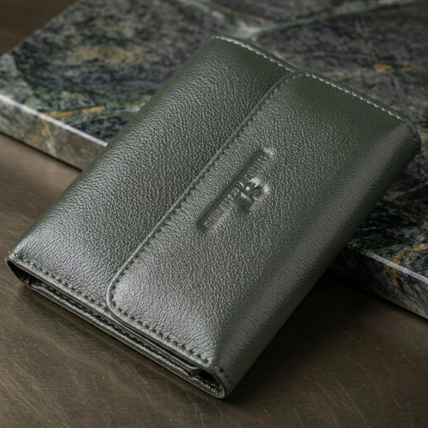 Стильный кошелек среднего размера из натуральной кожи ST Leather 23075 Зеленый