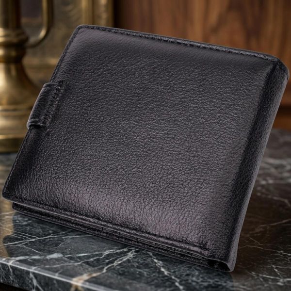 Мужской трендовый бумажник из натуральной кожи ST Leather 22553 Черный