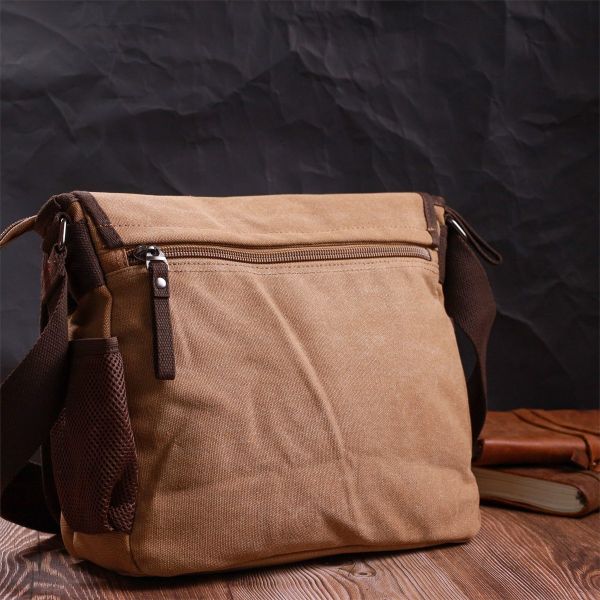 Вместительная текстильная сумка для ноутбука 13" через плечо Vintage 22201 Коричневая