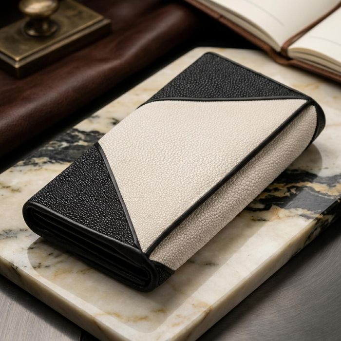Кошелек женский STINGRAY LEATHER 18103 из натуральной кожи морского ската Черный