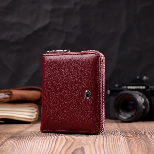 Портмоне для женщин на молнии из натуральной кожи ST Leather 19487 Бордовый