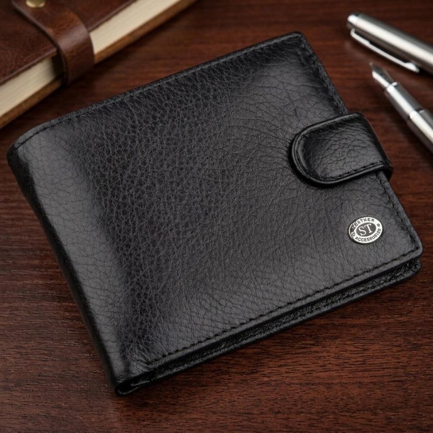 Мужской универсальный кошелек ST Leather 18836 Черный