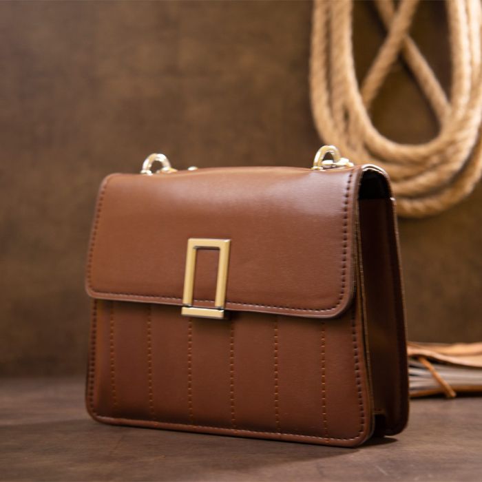 Горизонтальная сумка из кожзаменителя Vintage sale_14907 Коричневая