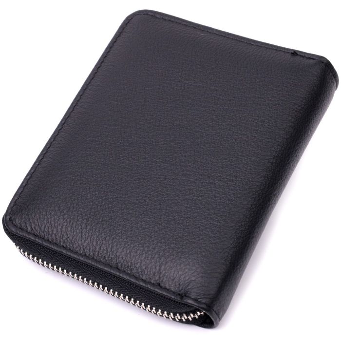 Портмоне для женщин на молнии в классическом цвете из натуральной кожи ST Leather 19488 Черный