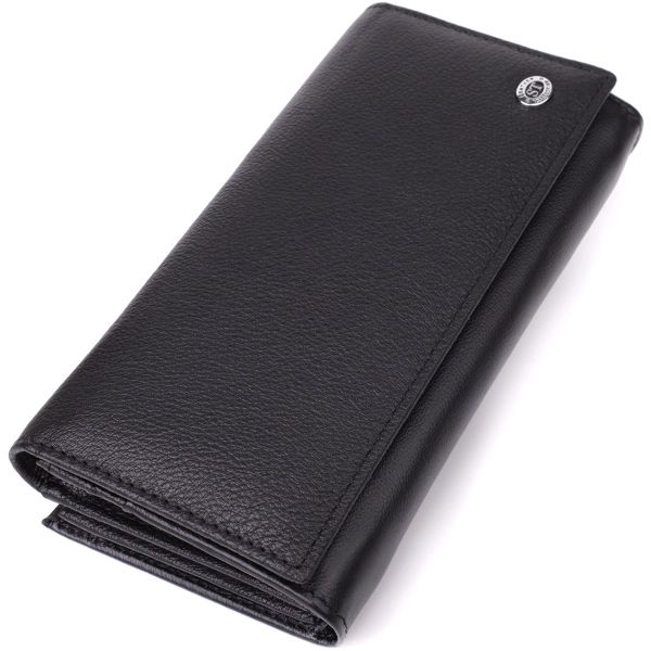 Функциональный женский кошелек на магнитах из натуральной кожи ST Leather 23112 Черный