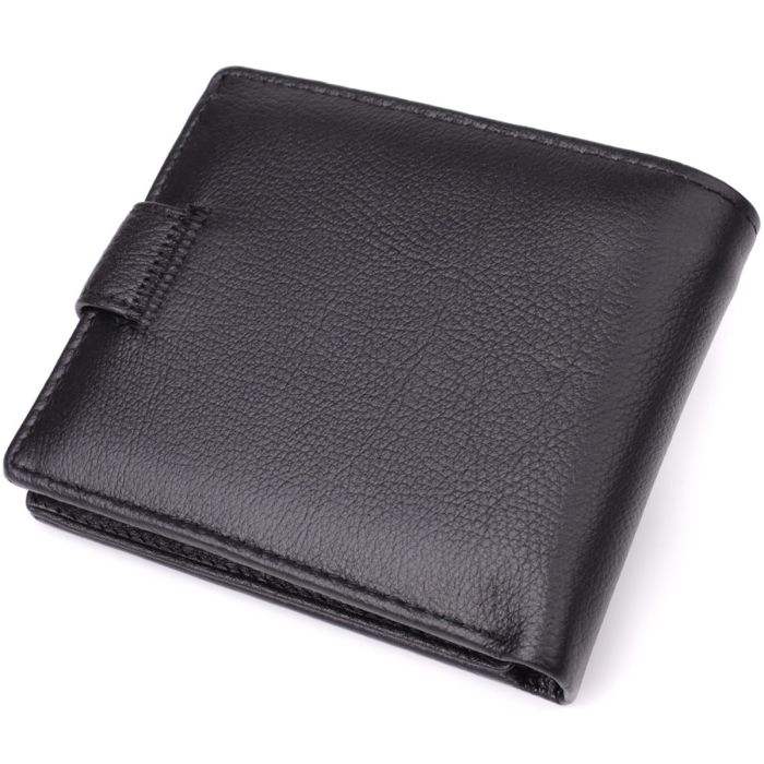 Классический мужской бумажник горизонтального формата из натуральной кожи ST Leather 23094 Черный