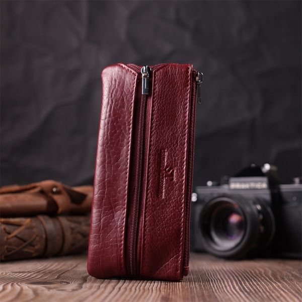 Кожаная ключница на молнии ST Leather 22558 Бордовый