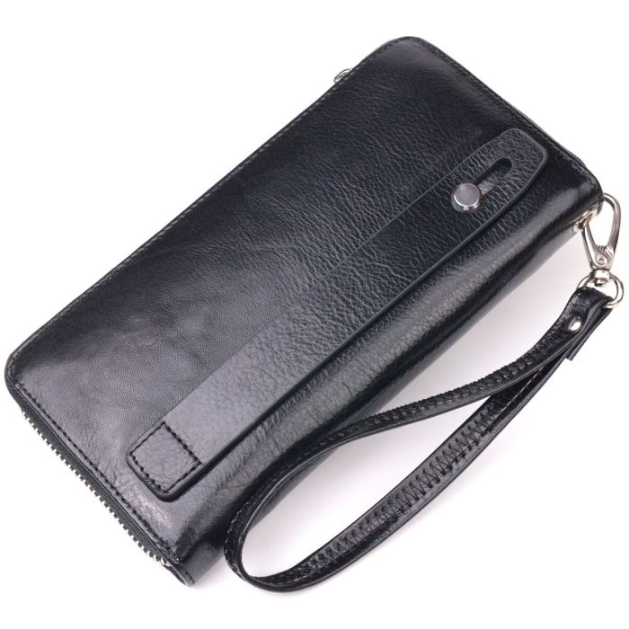 Кошелек мужской из натуральной гладкой кожи на молнии ST Leather 19410 Черный