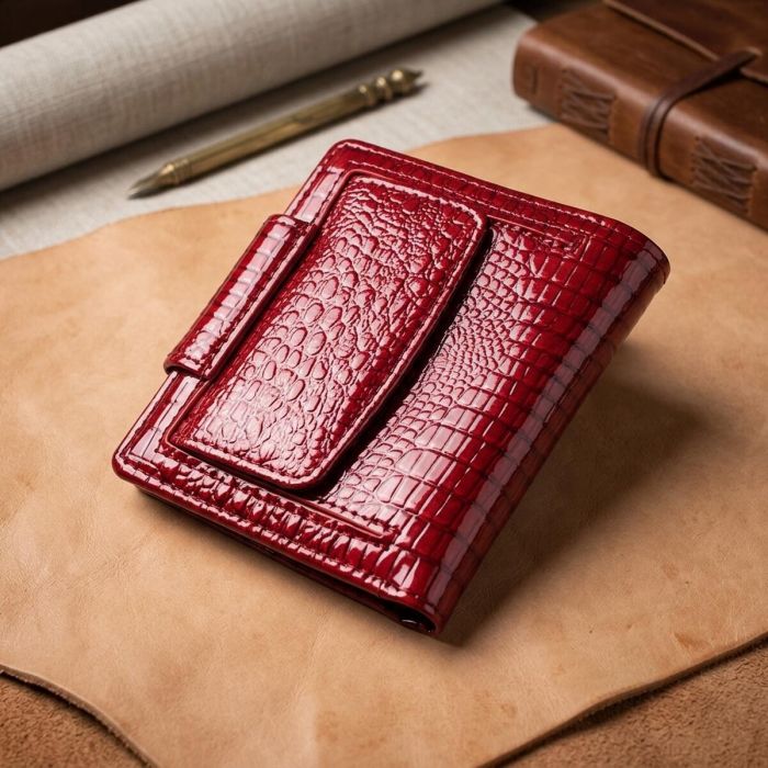 Лакированный кошелек для женщин среднего размера из натуральной кожи ST Leather 22685 Красный