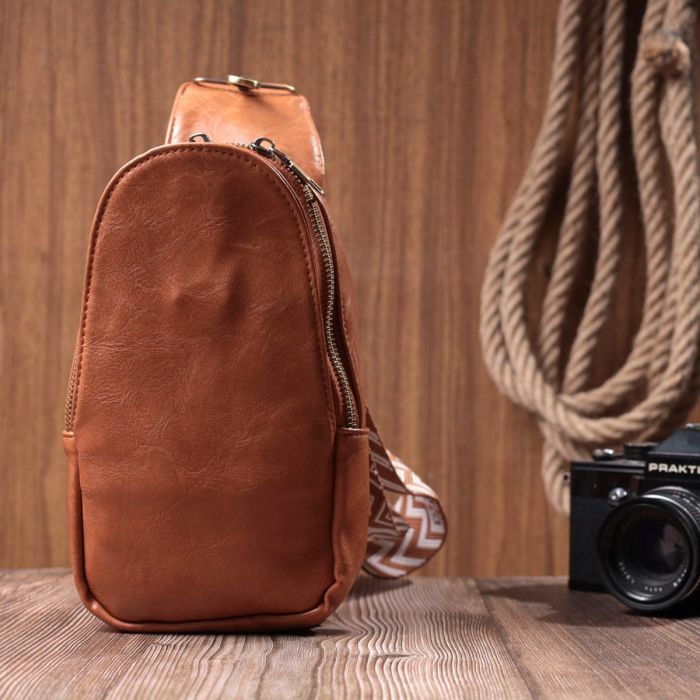 Интересная сумка через плечо в модном цвете из экокожи Vintage 22793 Рыжий