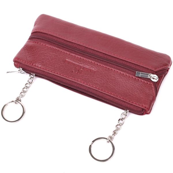 Кожаная ключница на молнии ST Leather 22558 Бордовый