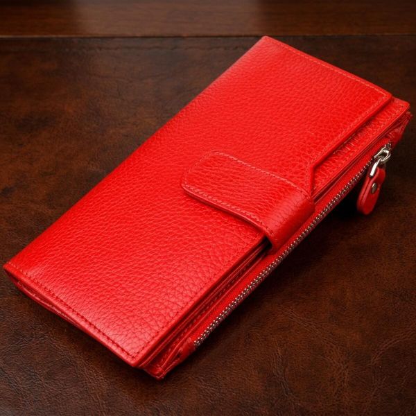 Вертикальный женский кошелек из натуральной кожи CANPELLINI 21640 Красный