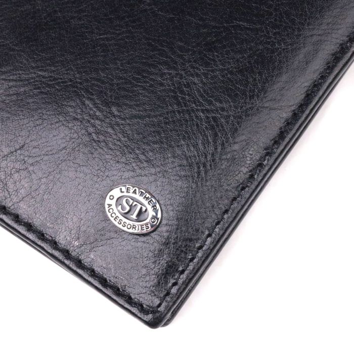 Вертикальный бумажник для мужчин из натуральной кожи ST Leather 19420 Черный