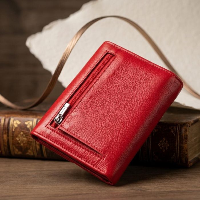 Яркий женский кошелек с монетницей из натуральной кожи ST Leather 19482 Красный
