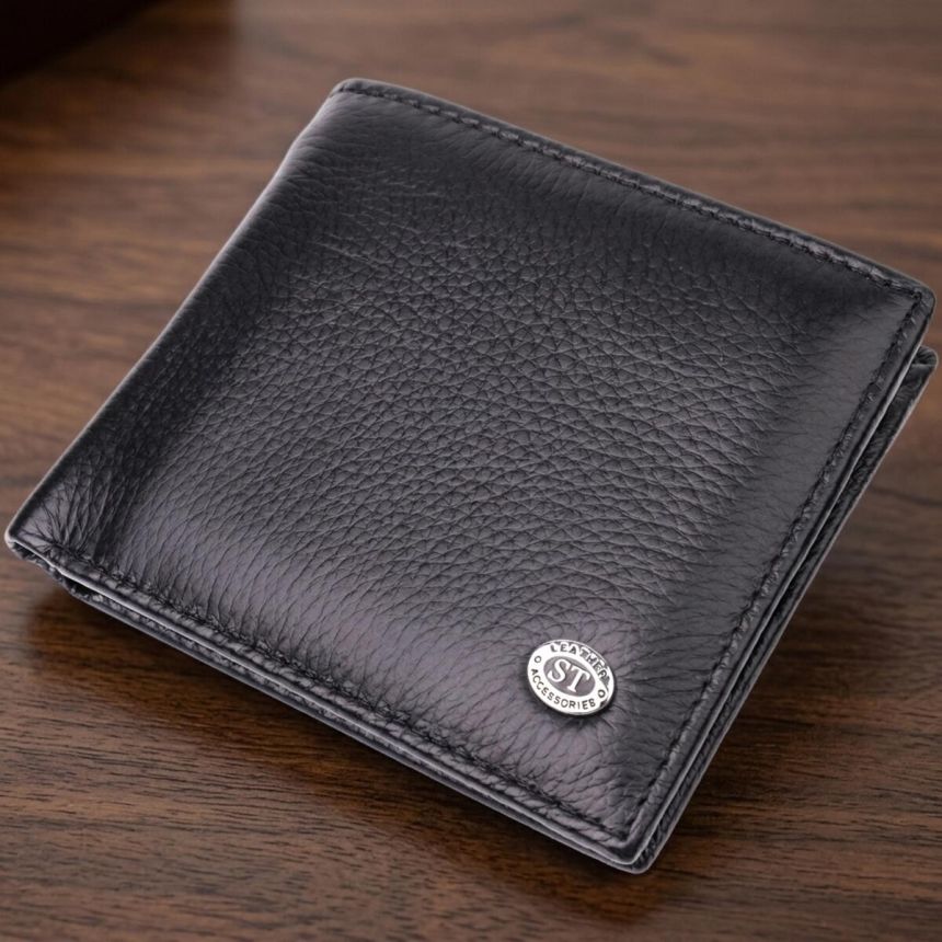 Мужское кожаное портмоне из зажимом ST Leather 22485 Черный