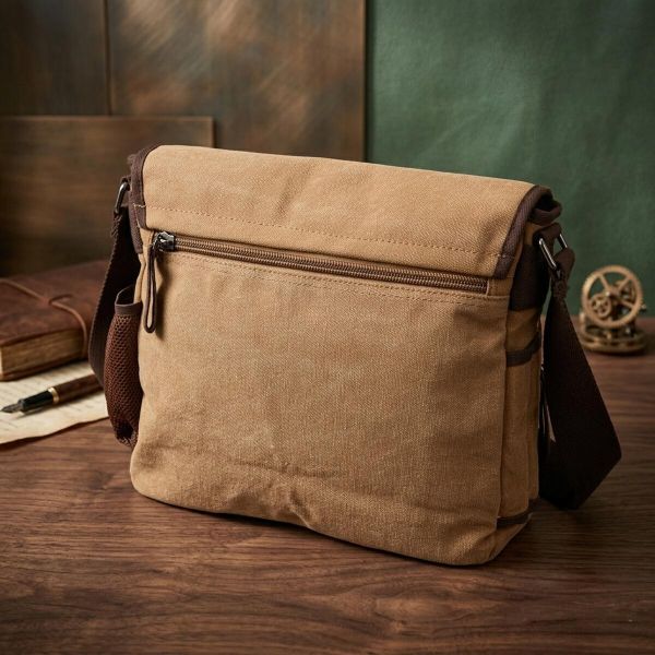 Містка текстильна сумка для ноутбука 13" через плече Vintage 22201Коричнева