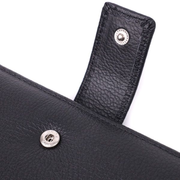 Женский кожаный кошелек для карт купюр и монет ST Leather 22548 Черный