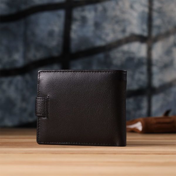 Классический мужской бумажник горизонтального формата из натуральной кожи ST Leather 23094 Черный