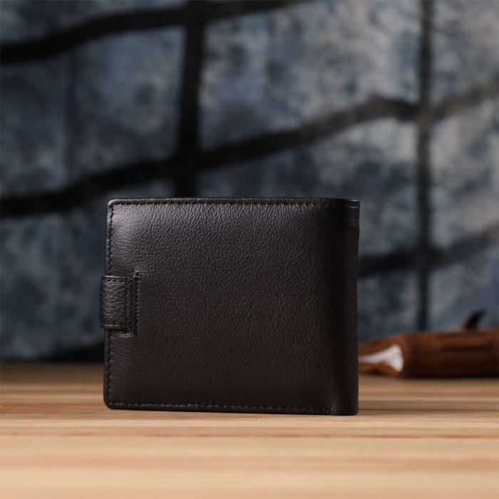 Классический мужской бумажник горизонтального формата из натуральной кожи ST Leather 23094 Черный