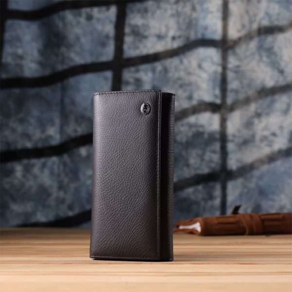 Вместительный кошелек для женщин из натуральной кожи ST Leather 23097 Черный