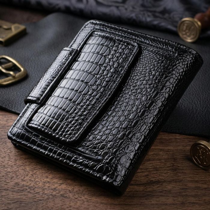 Кошелек для женщин среднего размера из натуральной лакированной кожи ST Leather 22686 Черный