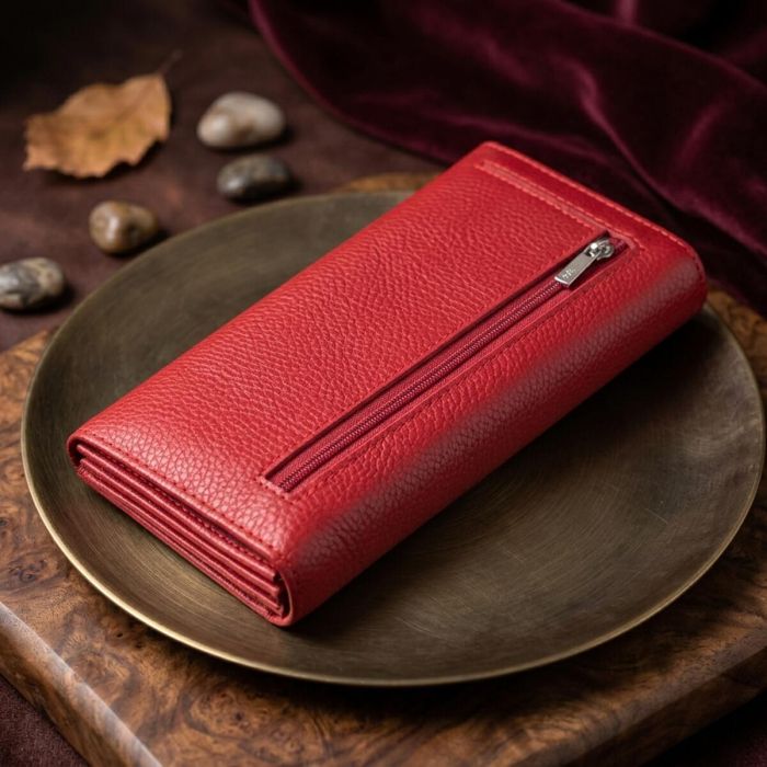Яркий женский кошелек горизонтального формата из натуральной кожи ST Leather 22514 Красный