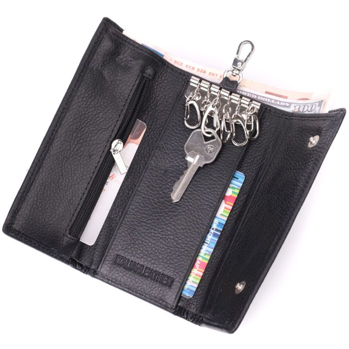 Большая ключница с функцией кошелька из натуральной кожи ST Leather 22492 Черный