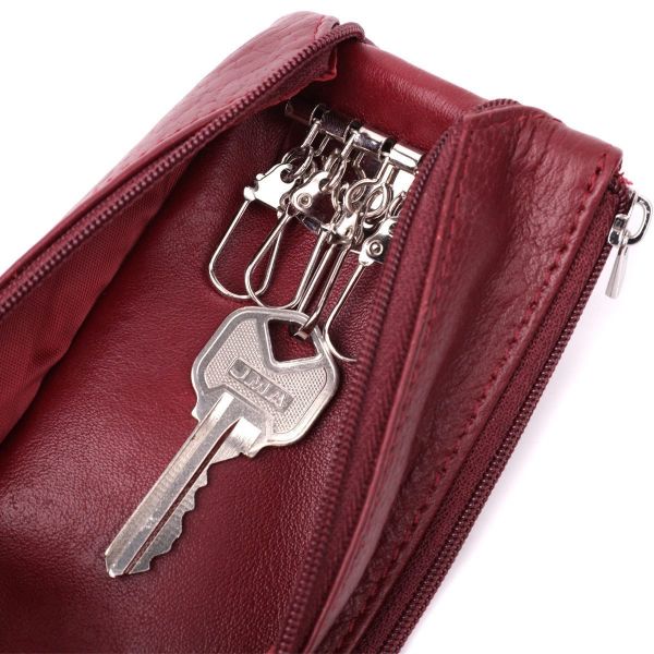 Кожаная ключница на молнии ST Leather 22558 Бордовый
