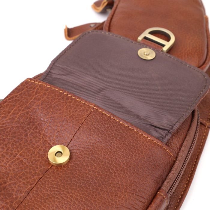 Мужская сумка через плечо из зернистой натуральной кожи Vintage 22966 Коричневый