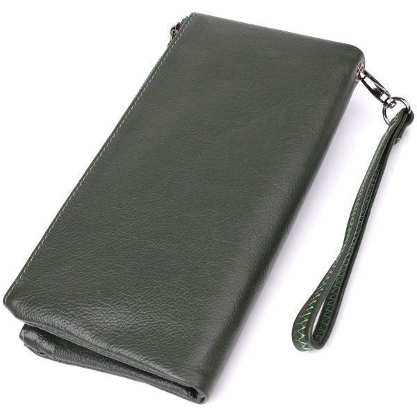 Красивый кожаный кошелек на три отделения ST Leather 23110 Зеленый