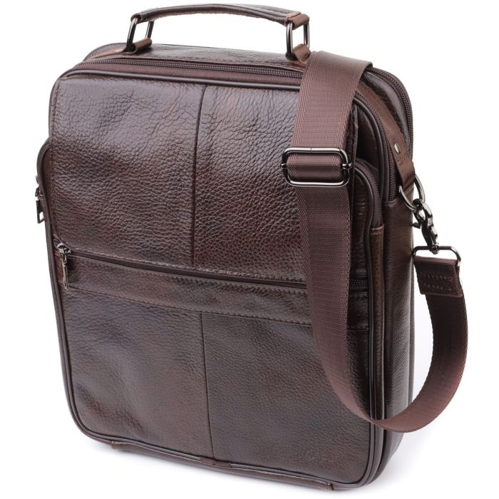 Деловая мужская сумка из натуральной кожи Vintage 23027 Коричневый