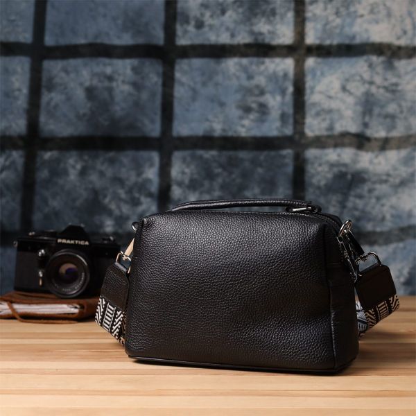 Женская сумка на два отделения из натуральной кожи Vintage 22919 Черный