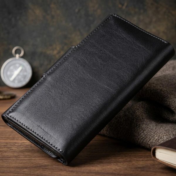 Кожаное глянцевое портмоне GRANDE PELLE 11471 Черный