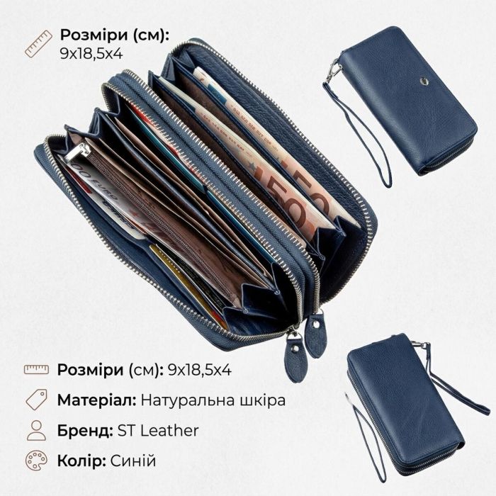 Интересный женский клатч с ремешком ST Leather 18869 Синий