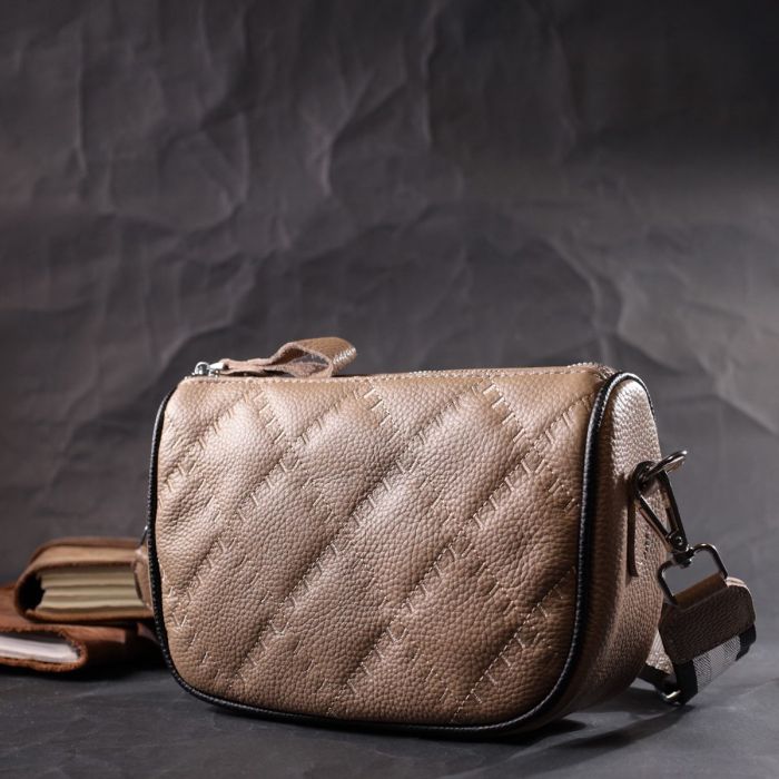 Полукруглая сумка кросс-боди для женщин из натуральной кожи Vintage 22392 Бежевая