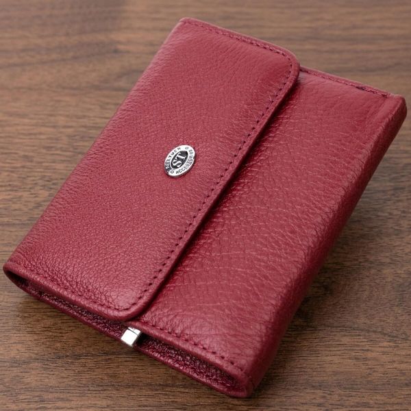 Кожаный женский кошелек с монетницей ST Leather 19480 Бордовый