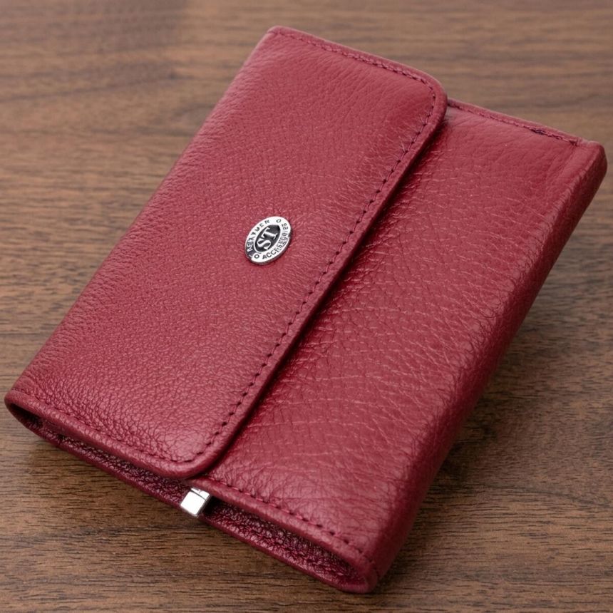 Кожаный женский кошелек с монетницей ST Leather 19480 Бордовый