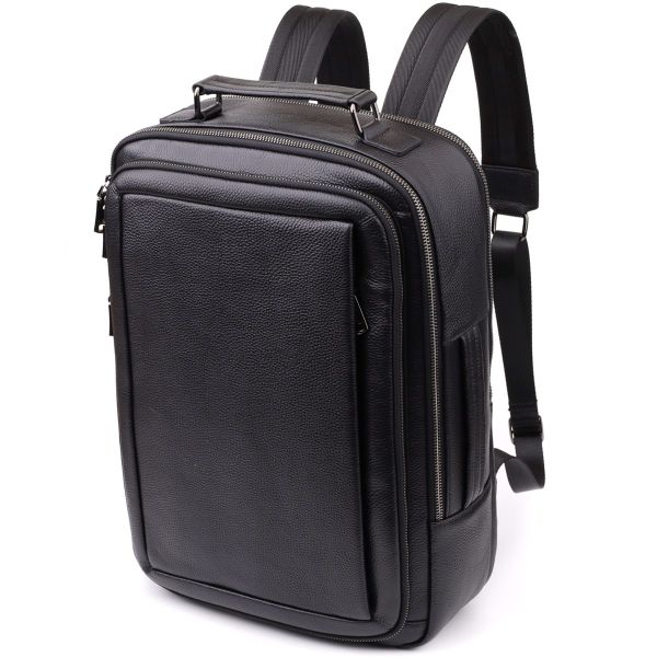 Многофункциональный рюкзак для мужчин из натуральной кожи Vintage 23044 Черный