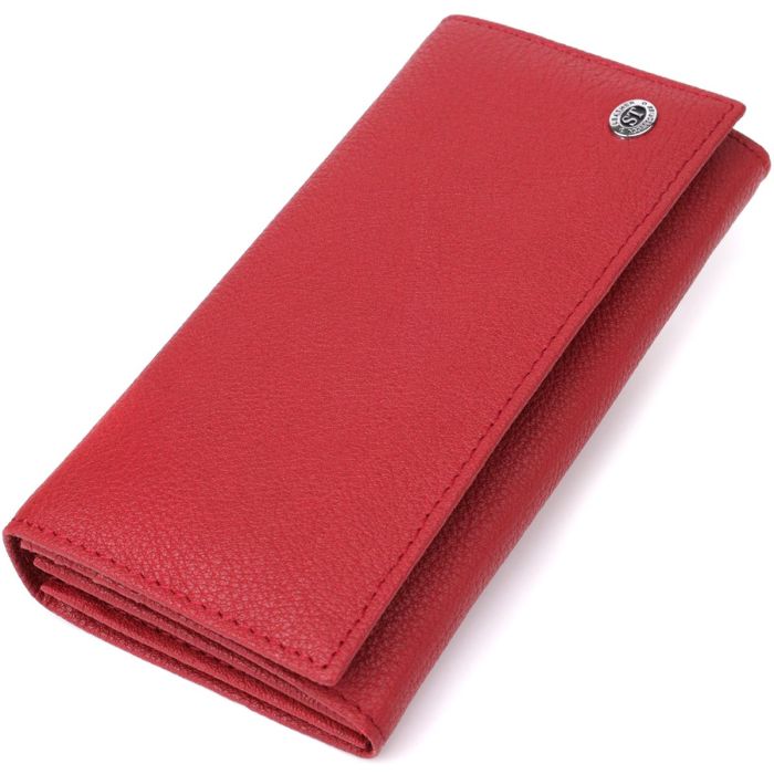 Яркий вертикальный кошелек из натуральной кожи ST Leather 23087 Красный