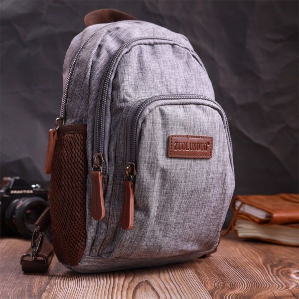 Современный рюкзак из полиэстера с большим количеством карманов Vintage 22149 Серый